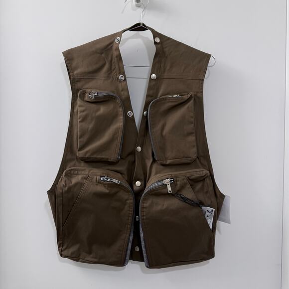 $1,500+ Rick Owens Porterville Poplin Zip Cargo Vest
